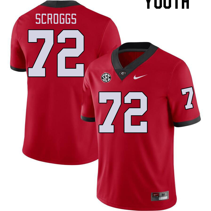 Youth #72 Griffin Scroggs Georgia Bulldogs College Football Jerseys Stitched-Red - Click Image to Close